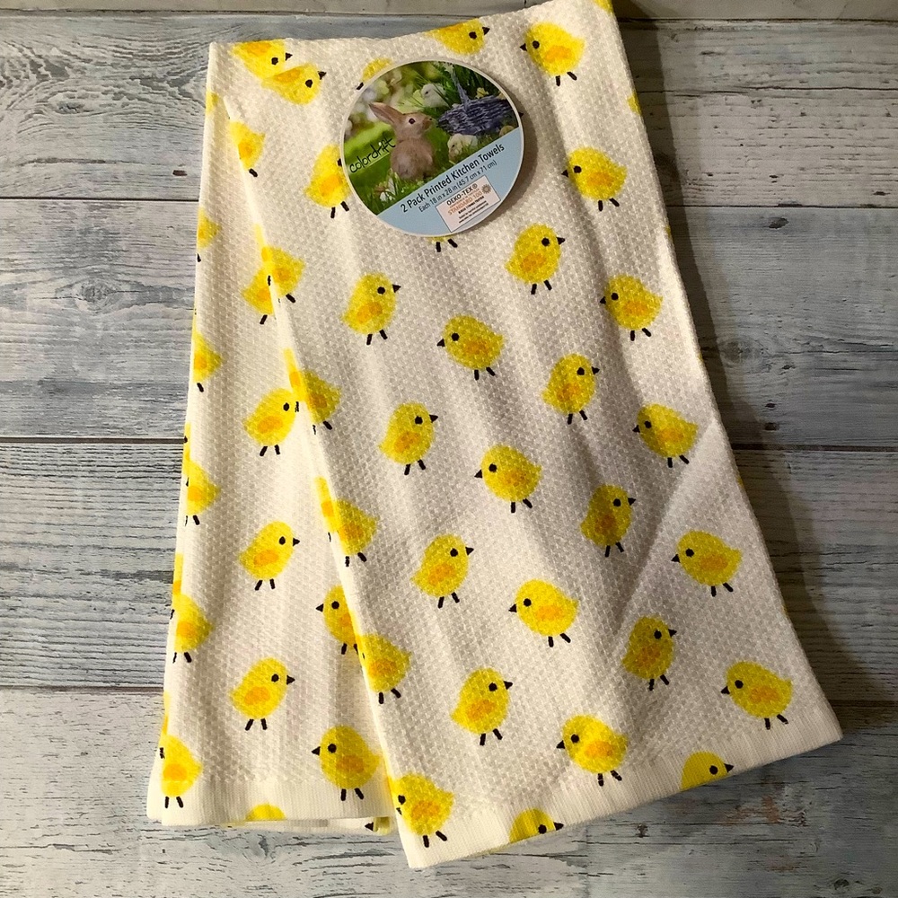 Colordrift 2Pk Yellow Chicks Easter Kitchen Towel Set